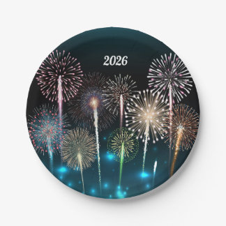 Plato De Papel  Fireworks Happy New Year 2026
