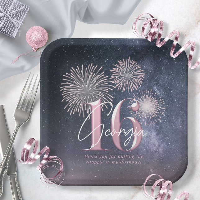 Plato De Papel Fireworks Sweet 16 Midnight Rubor ID984 (Subido por el creador)