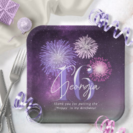 Plato De Papel Fireworks Sweet 16 Purple ID984
