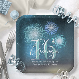 Plato De Papel Fireworks Sweet 16 Teal ID984