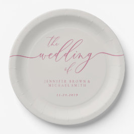 Plato De Papel Firma de Boda Pink Ivory