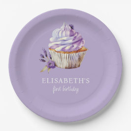 Plato De Papel First Birthday Pastel Violet Personalized