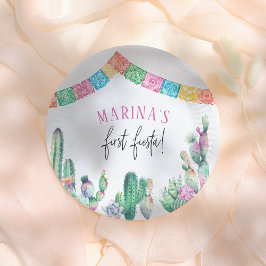 Plato De Papel First Fiesta Cute Girl Birthday