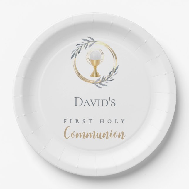 Plato De Papel First Holy Communion boy (Anverso)