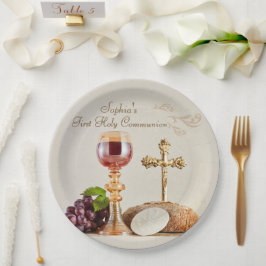 Plato De Papel First Holy Communion Eucharist Chalice Design