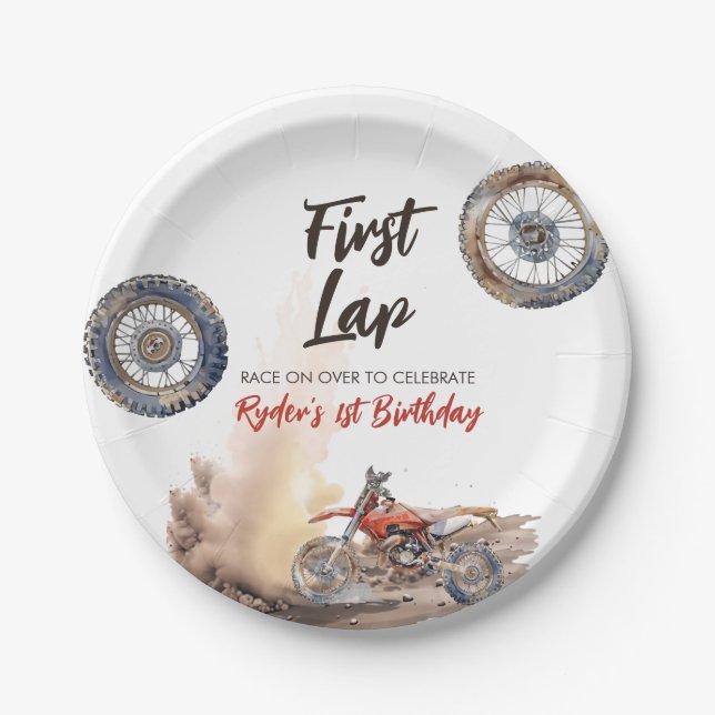 Plato De Papel First Lap Little Racer 1st Birthday (Anverso)
