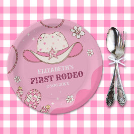 Plato De Papel First Rodeo Celebration Girl Pink and White
