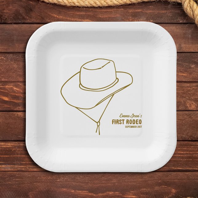 Plato De Papel First Rodeo Western Cowgirl 1st Birthday (First Rodeo Western Cowgirl 1st Birthday Paper Plates)