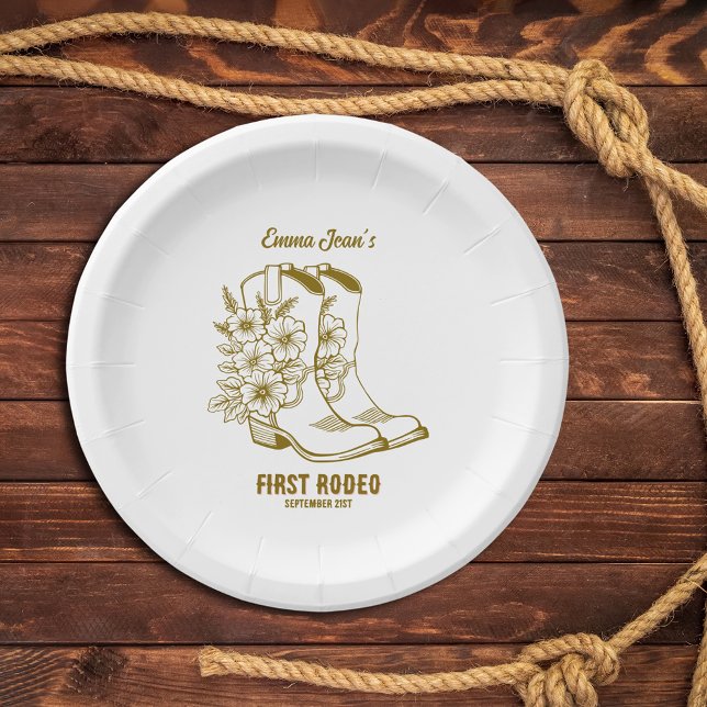 Plato De Papel First Rodeo Western Cowgirl Boots 1st Birthday (First Rodeo Western Cowgirl Boots 1st Birthday Paper Plates
)