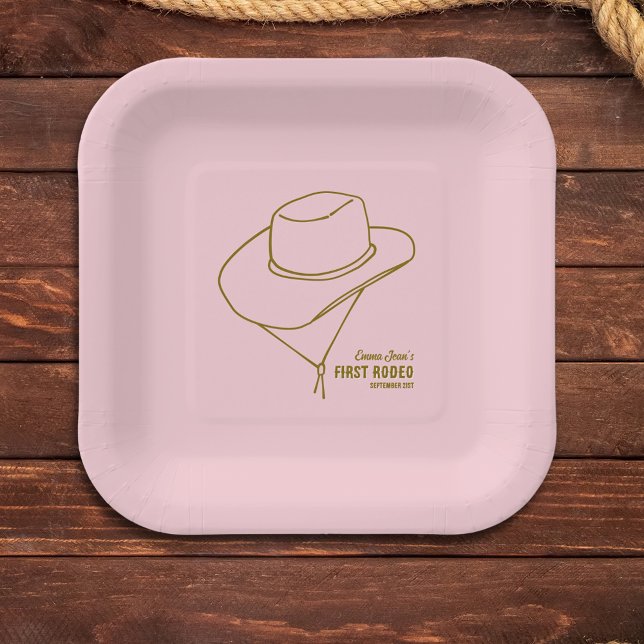 Plato De Papel First Rodeo Western Pink Cowgirl 1st Birthday (First Rodeo Western Pink Cowgirl 1st Birthday Paper Plates
)