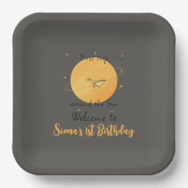 Plato De Papel First Trip Around The Sun Paper Airplane Birthday