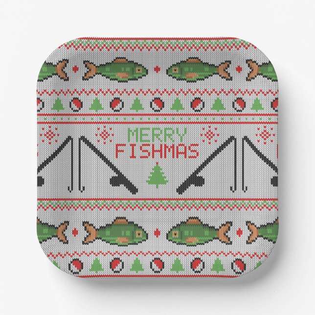 Plato De Papel Fish Ugly Navidad Sweater (Anverso)