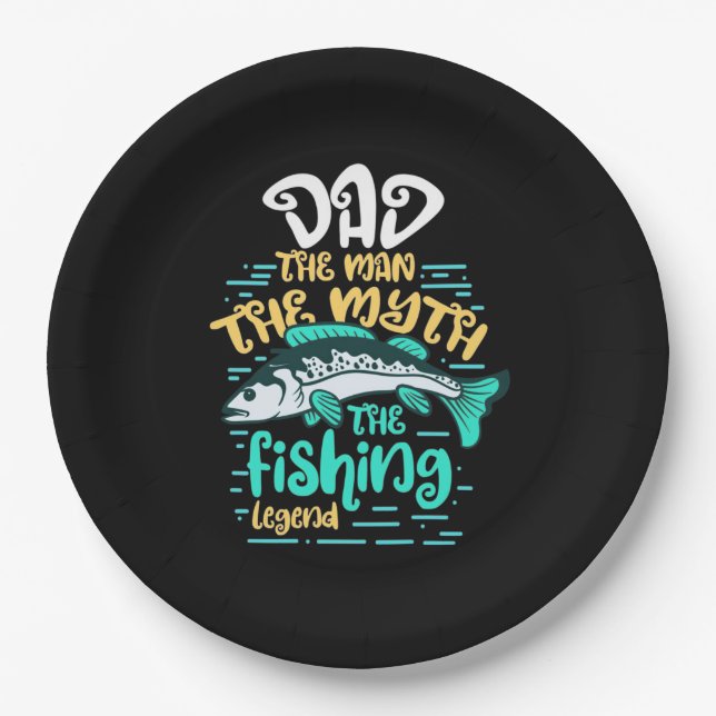 Plato De Papel Fisher Dad La Leyenda De La Pesca (Anverso)