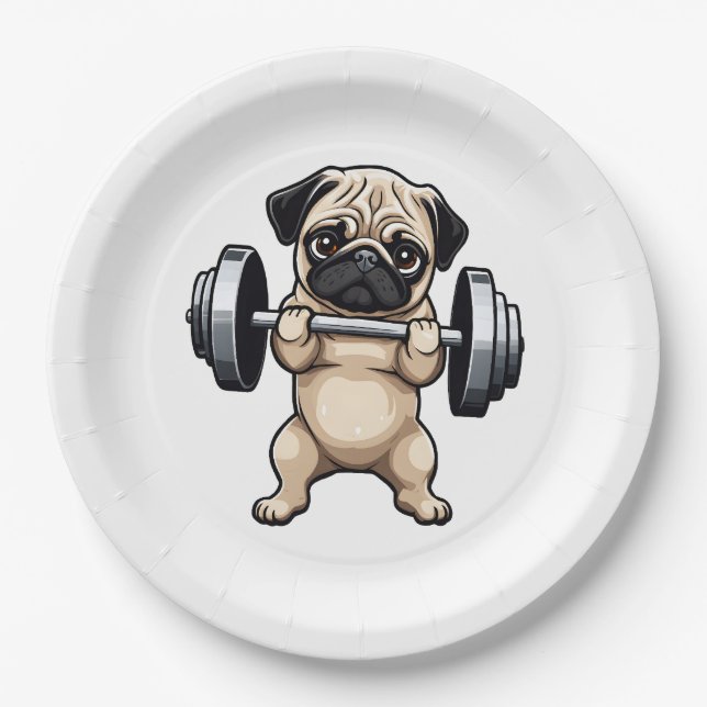 Plato De Papel Fitness Pug (Anverso)