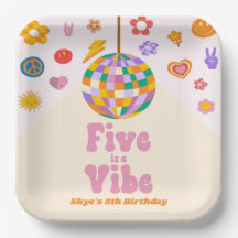 Five is A Vibe Retro Disco Ball Fiesta de Cumpleañ