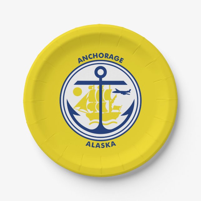 Plato De Papel Flag of Anchorage, Alaska Paper Plates (Anverso)
