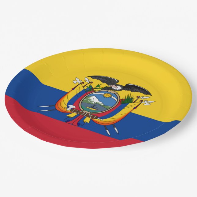 Plato De Papel Flag of Ecuador Plate (Angular)