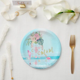Plato De Papel Flamenco Floral Joyas Rosa Mar Oceánico