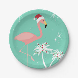 PLATO DE PAPEL FLAMENCO RETRO DEL NAVIDAD DEL VINTAGE MODERNO