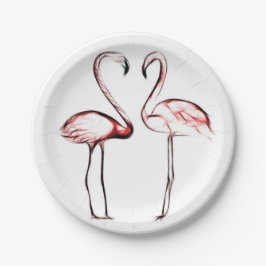 Plato De Papel Flamencos Rosados Melocotón Flamencos Chic Moderno