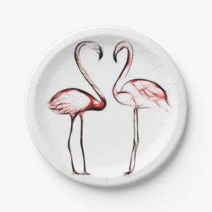 Plato De Papel Flamencos Rosados Melocotón Flamencos Chic Moderno