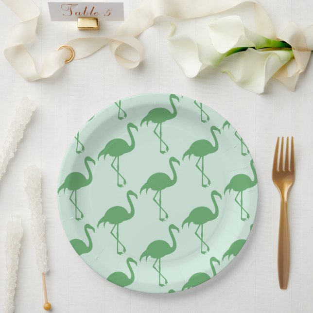 Plato De Papel Flamencos verdes (Boda)