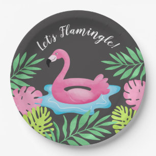 Plato De Papel Flamingle Flamingo Tropical Paper Plate
