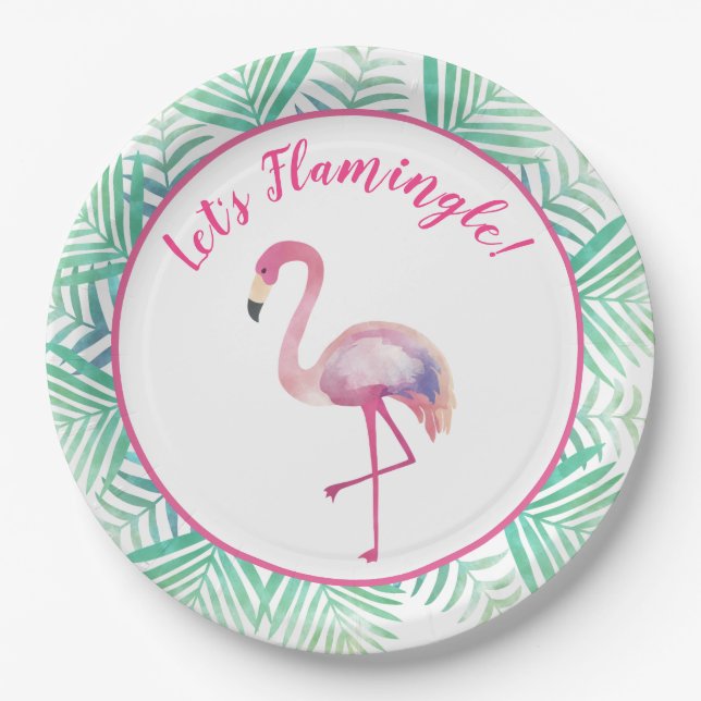 Plato De Papel Flamingle Flamingo Tropical Paper Plate (Anverso)