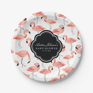 Plato De Papel Flamingo Baby Shower
