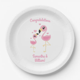 Plato De Papel Flamingo Baby Shower Cute Tropical