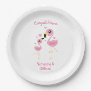 Plato De Papel Flamingo Baby Shower Cute Tropical