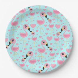 Plato De Papel Flamingo Baby Shower Cute Tropical