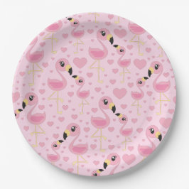 Plato De Papel Flamingo Baby Shower Cute Tropical