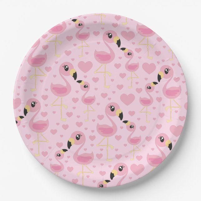 Plato De Papel Flamingo Baby Shower Cute Tropical (Anverso)