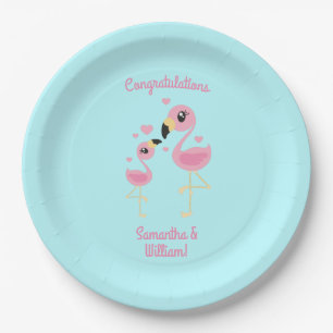 Plato De Papel Flamingo Baby Shower Cute Tropical