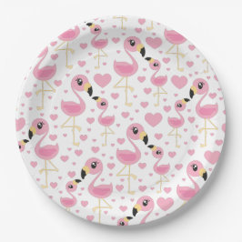 Plato De Papel Flamingo Baby Shower Cute Tropical