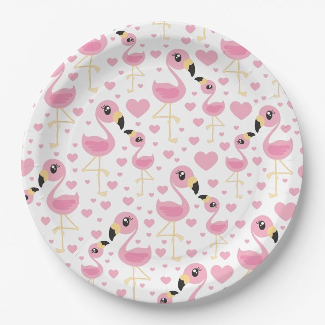 Plato De Papel Flamingo Baby Shower Cute Tropical (Anverso)