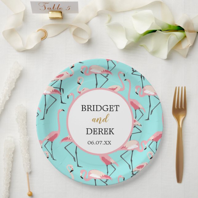 Plato De Papel Flamingo Beach Wedding (Boda)