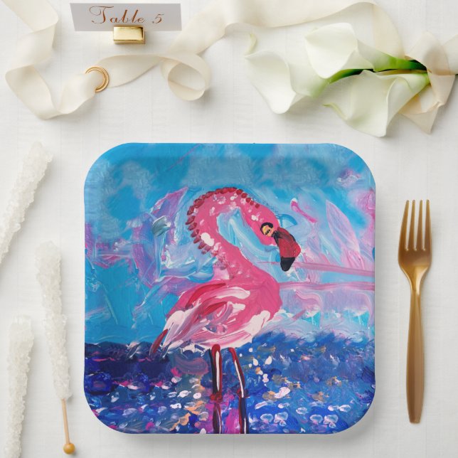 Plato De Papel Flamingo Bird (Boda)