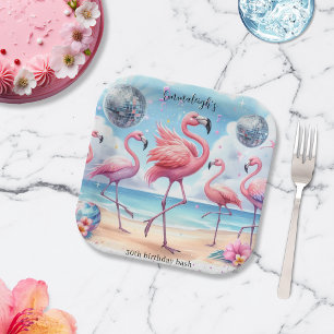 Plato De Papel Flamingo Birthday Beach Fiesta