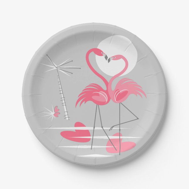 Plato De Papel Flamingo Chapas de papel de amor (Anverso)