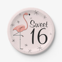 Plato De Papel Flamingo Dulce rosa 16 placa de papel