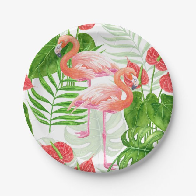 Plato De Papel Flamingo garden (Anverso)