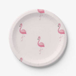 Plato De Papel Flamingo manchado rosado