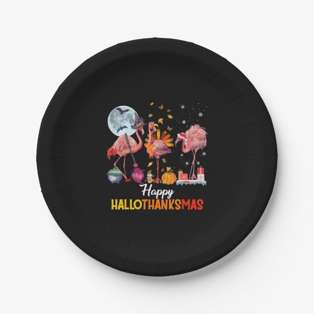 Plato De Papel Flamingo|Navidades de Flamingo Thankings Halloween (Anverso)