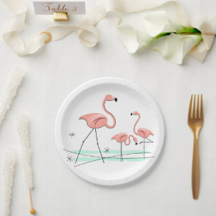 Plato De Papel Flamingo Ocean Trio 2 placas de papel