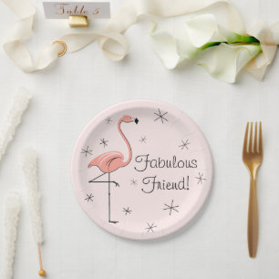 Plato De Papel Flamingo Pink Fabulous Friend