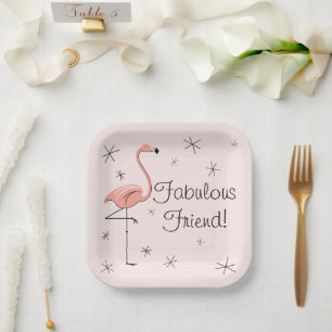 Plato De Papel Flamingo Pink Fabulous Friend
