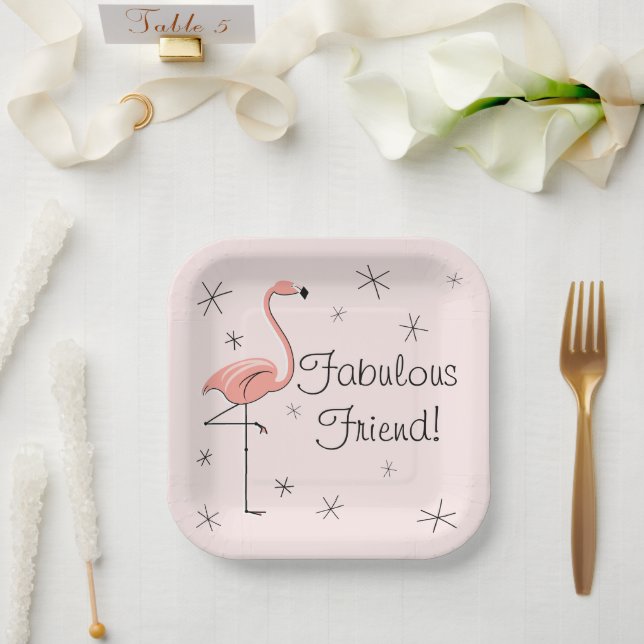 Plato De Papel Flamingo Pink Fabulous Friend (Boda)