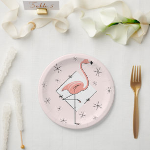 Plato De Papel Flamingo Placa de papel de diamante rosa